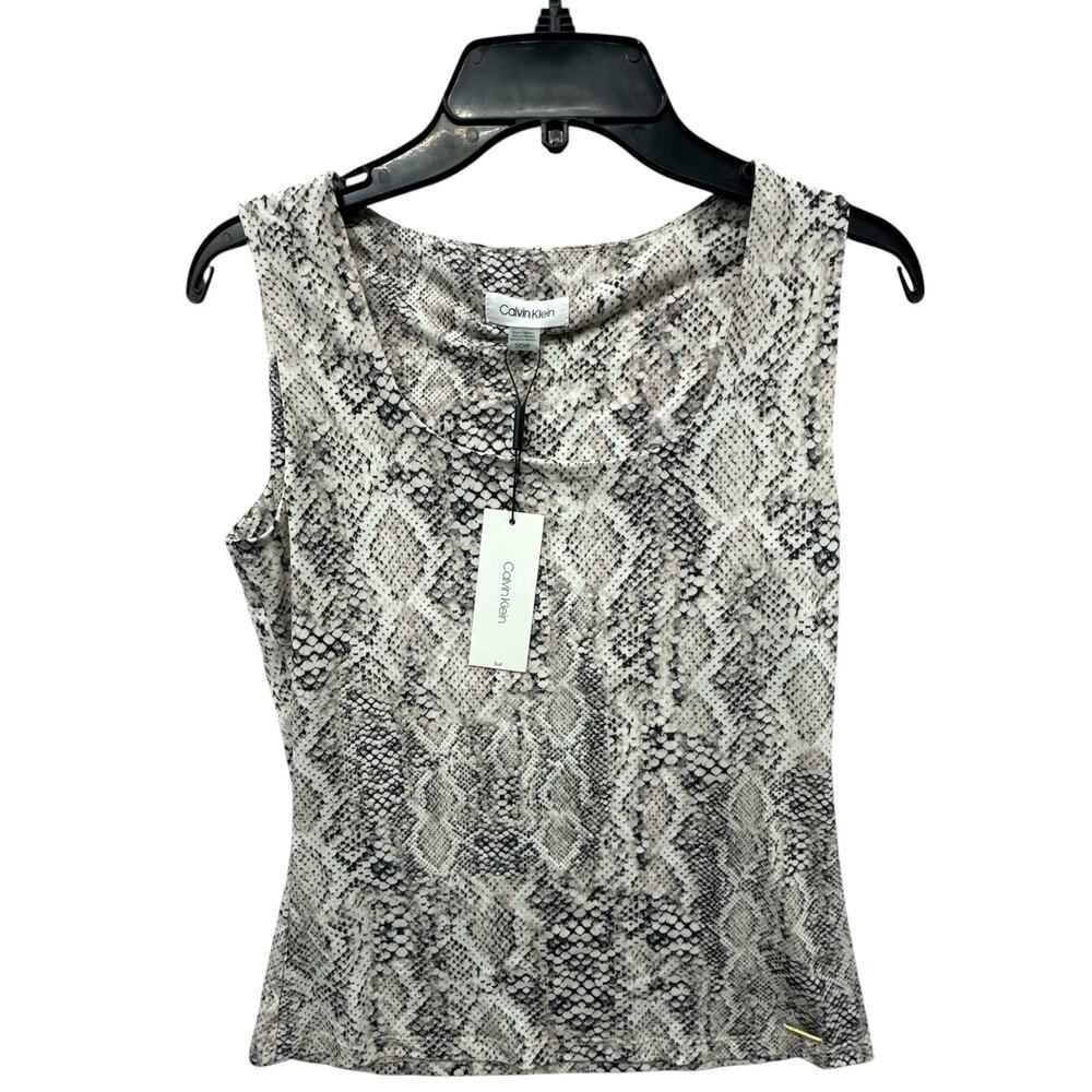 Calvin Klein Snake Print Tank Top Women S Black Blush Sleeveless Stretch